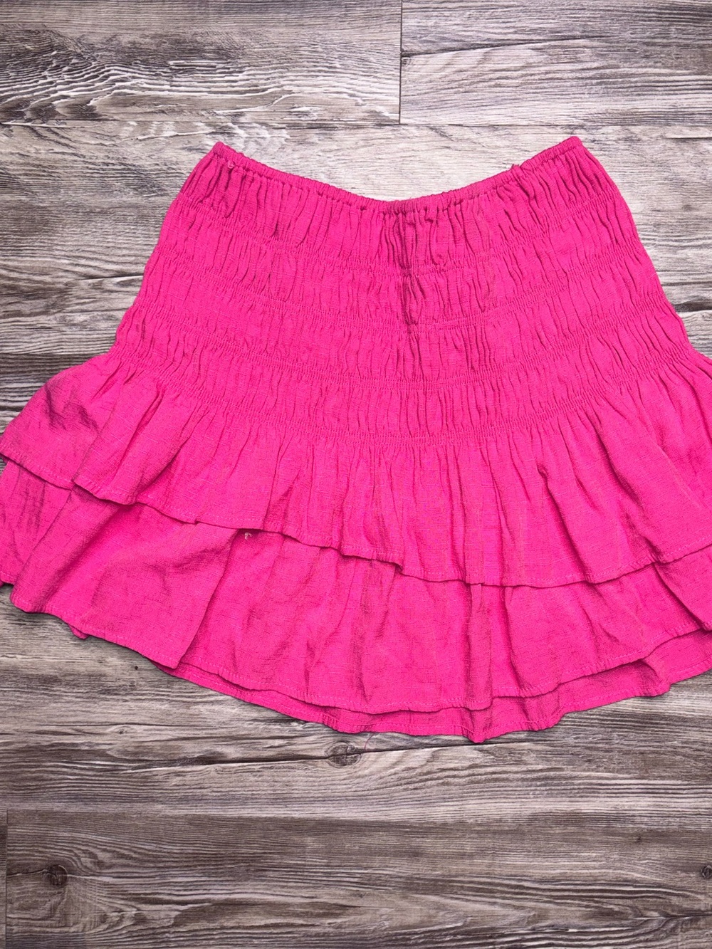 glam Hot Pink Smocked Tiered Skater Skirt